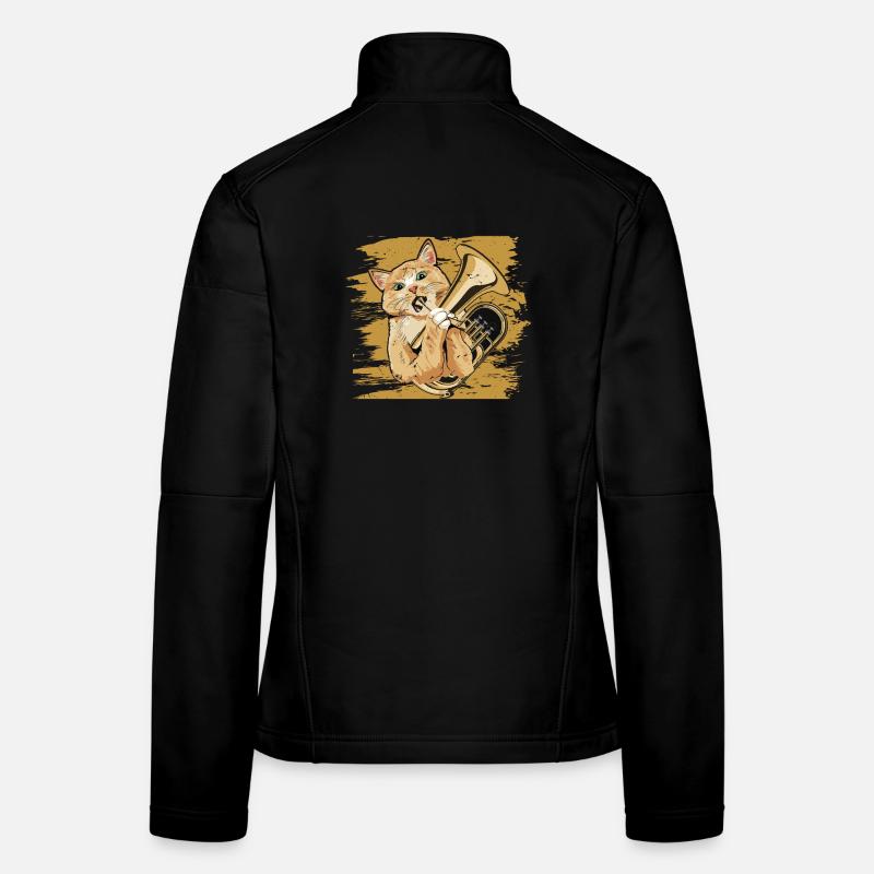 Euphonium Playing Cat in Retro Style Women's Softshell Jacket