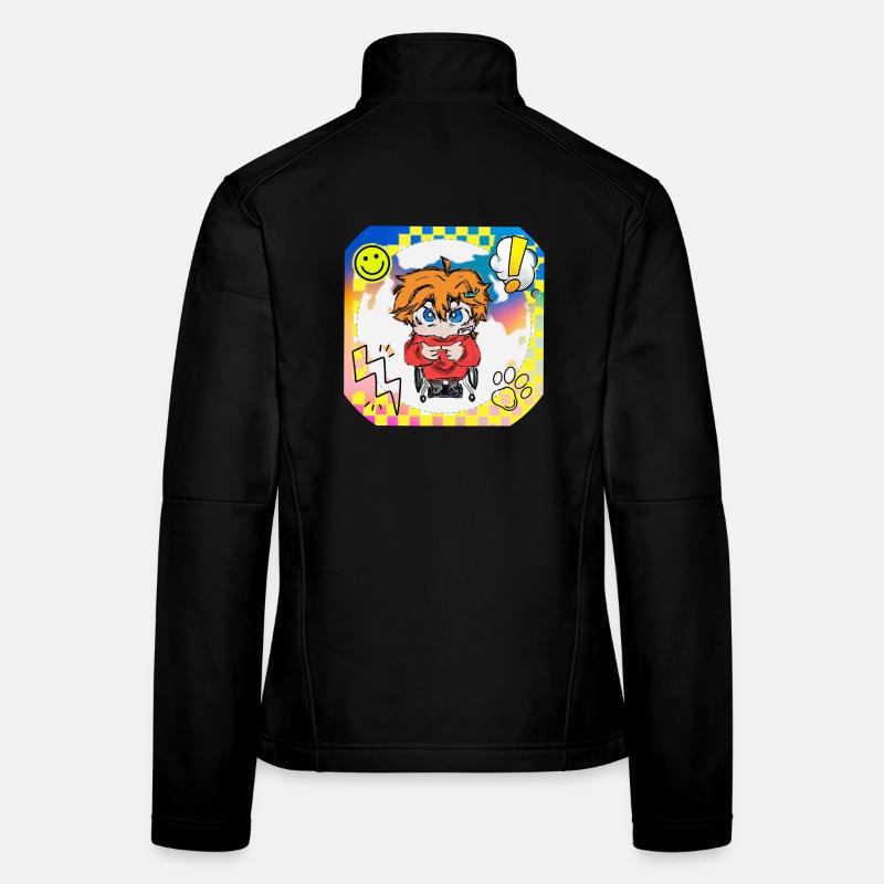 Bunter Popart Rollstuhlheld Frauen Softshelljacke