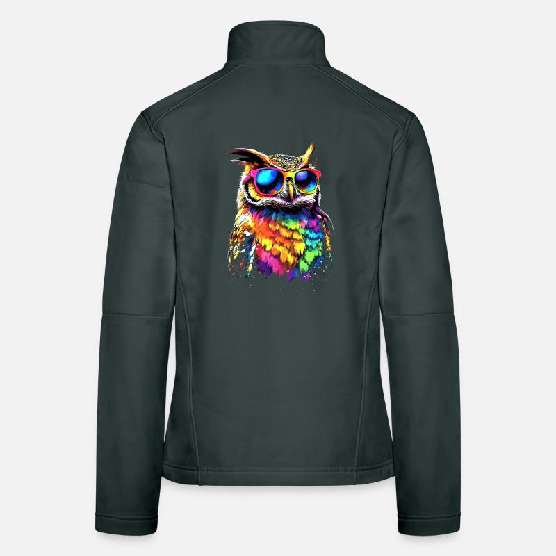 Eule Bunt Regenbogen Farben Kauz Uhu Owl Eulen Frauen Softshelljacke