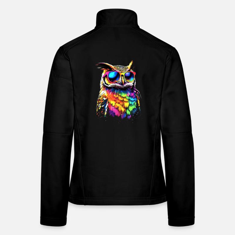 Eule Bunt Regenbogen Farben Kauz Uhu Owl Eulen Frauen Softshelljacke