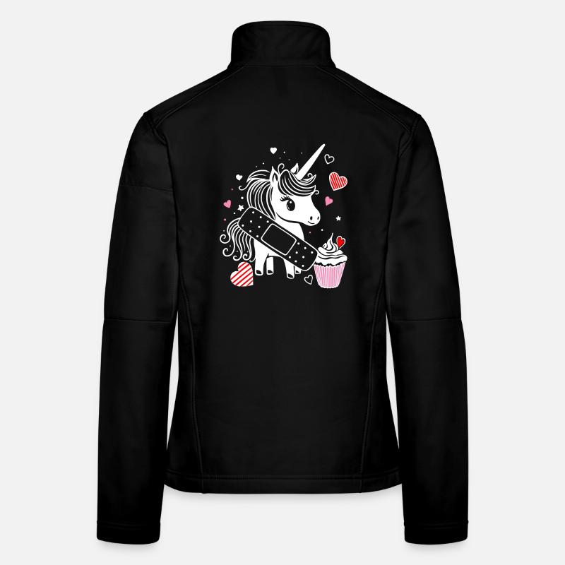 Einhorn mit Pflaster und Cupcake - Gute Besserung Frauen Softshelljacke