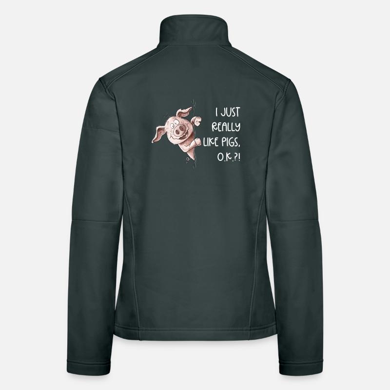 J’aime vraiment les cochons Cochon Cochon Veste en tissu softshell Femme