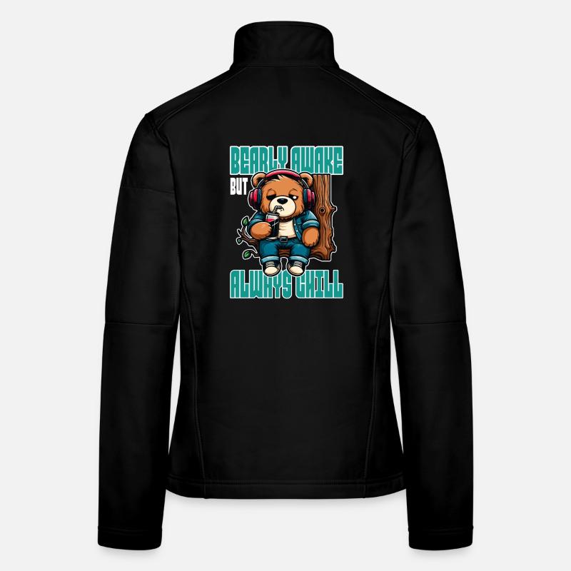 Bearly Awake - Funny Bear Design Women's Softshell Jacket