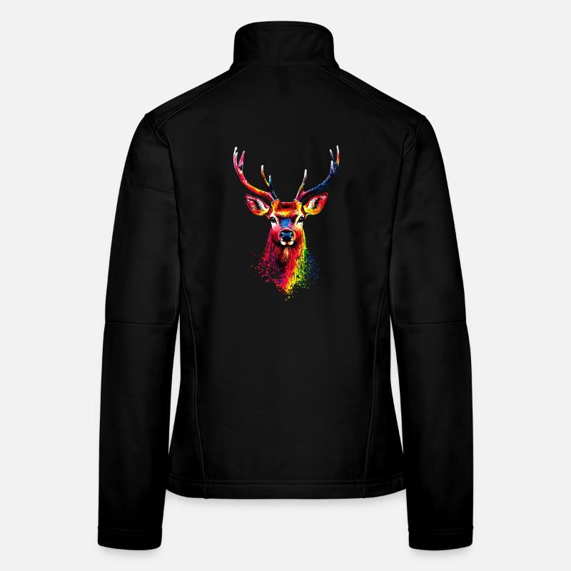 Hirsch Geweih Jagd Reh Rentier Rothirsch Jäger Frauen Softshelljacke