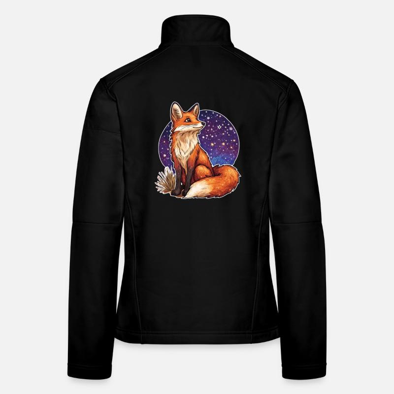 Renard et ciel étoilé Veste en tissu softshell Femme