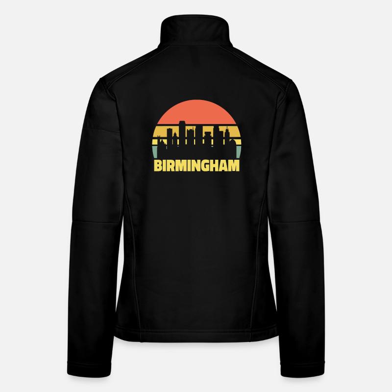 Birmingham Skyline Retro Vintage Silhouette - Women's Softshell Jacket - black