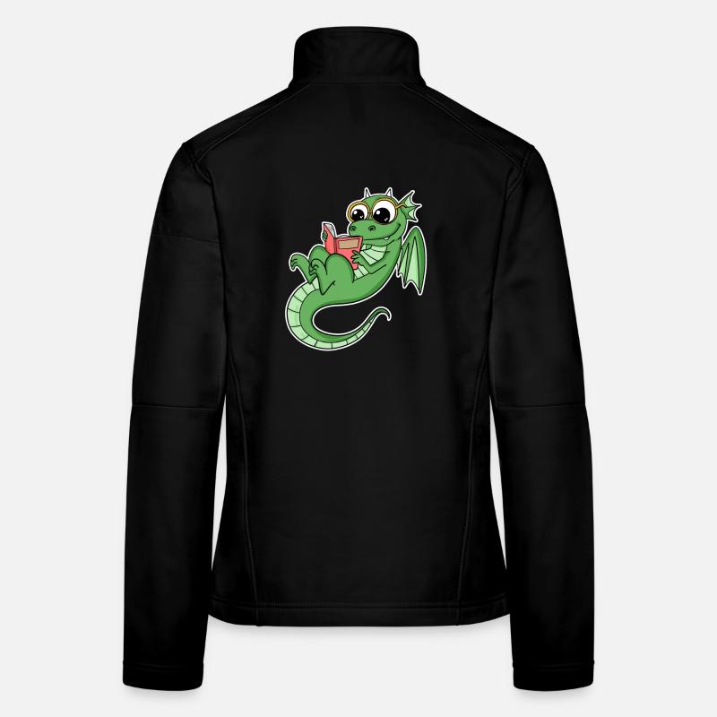 Drache Bücher Buch Lesen - Frauen Softshelljacke - Schwarz