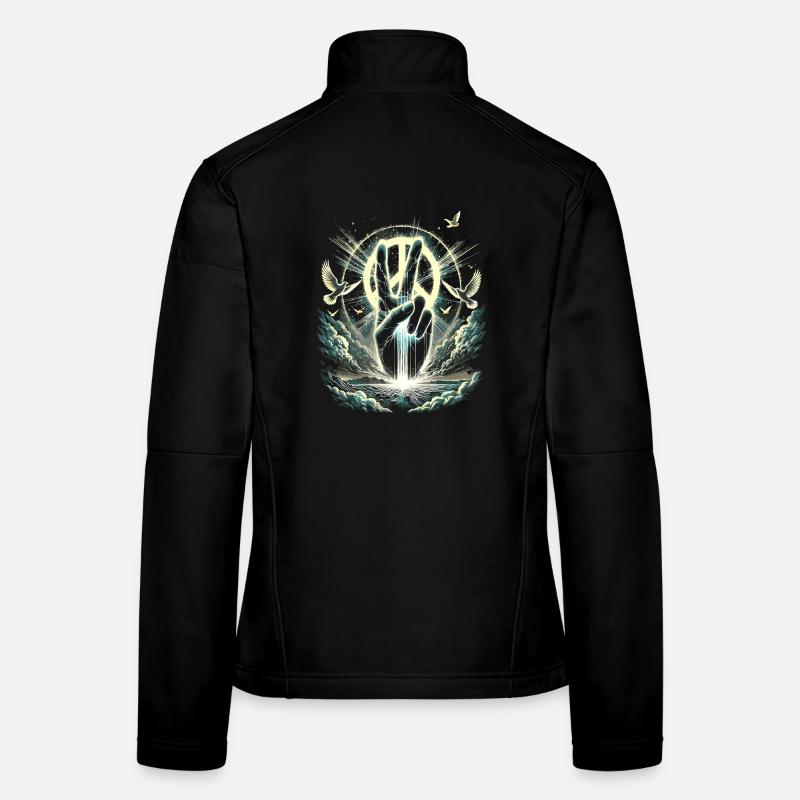 Leuchtendes Friedenszeichen - Peace Hand mit Taube Frauen Softshelljacke