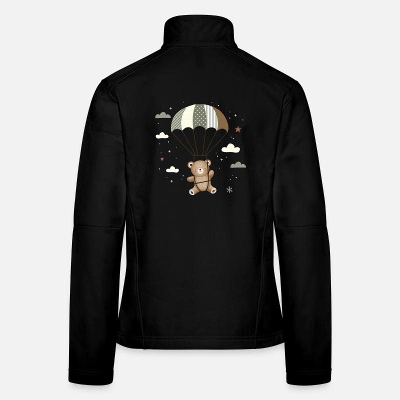 Ours avec parachute - Illustration d’animal ludique Veste en tissu softshell Femme