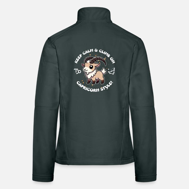 Restez calme et continuez à grimper – Style Capricorne Veste en tissu softshell Femme