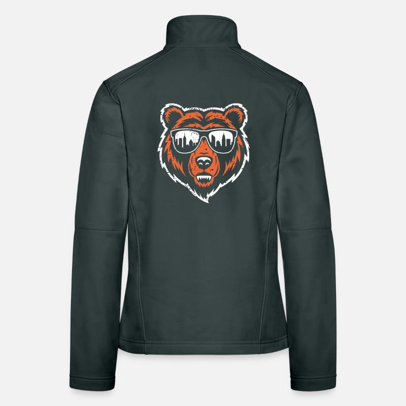 Bear with City Skyline Sunglasses Women's Softshell Jacket