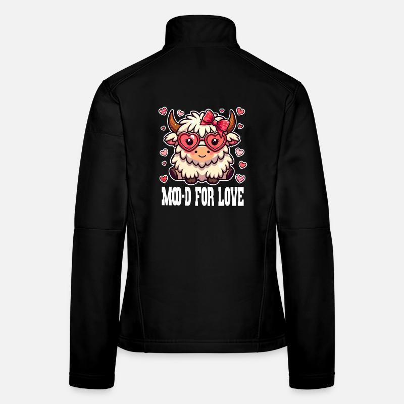 Moo-d for Love - Süße Valentinstags Kuh Frauen Softshelljacke