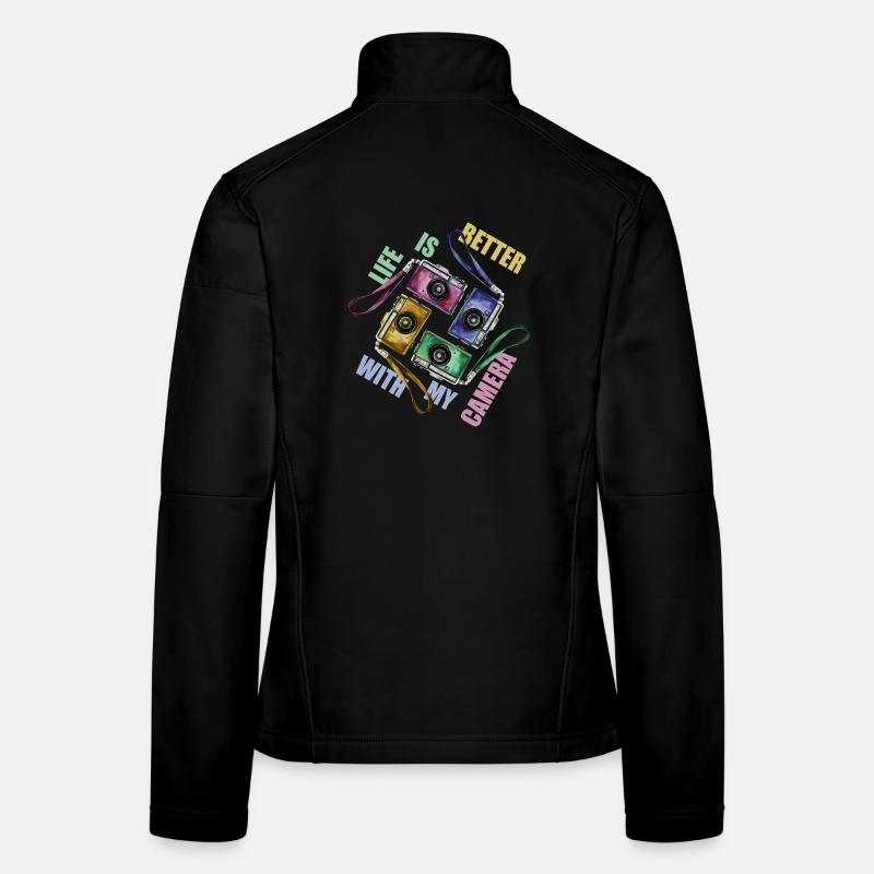 Life is better with my camera - Frauen Softshelljacke - Schwarz