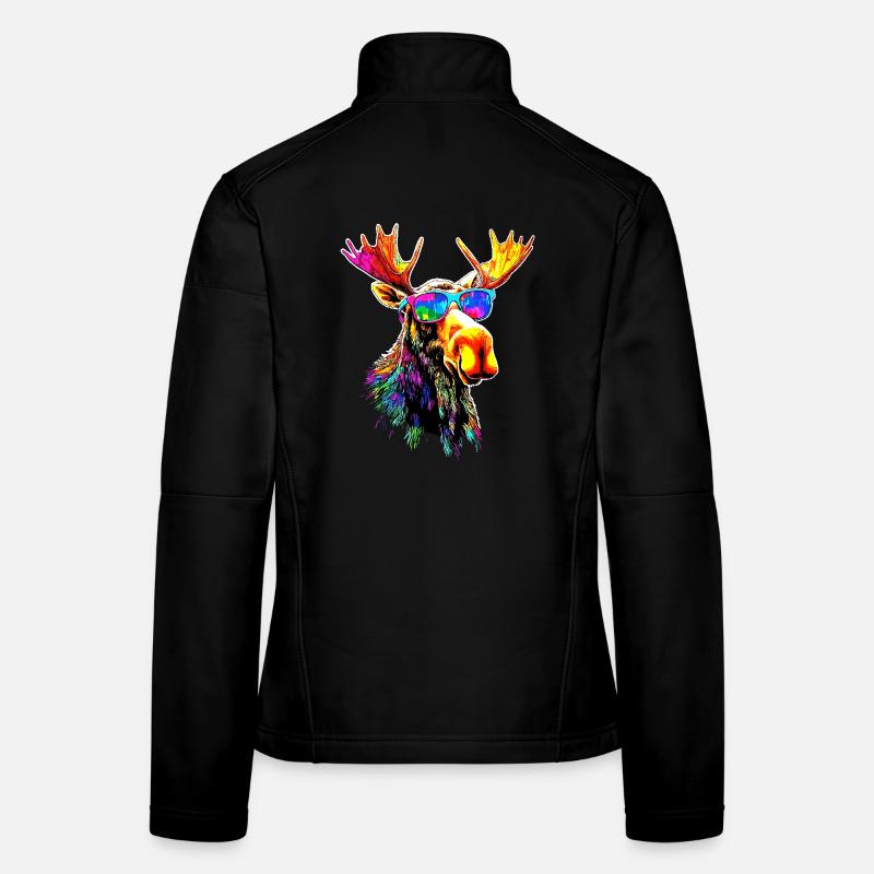 Elch Moose Elchbulle Geweih Hirsch Wilde Elche Frauen Softshelljacke