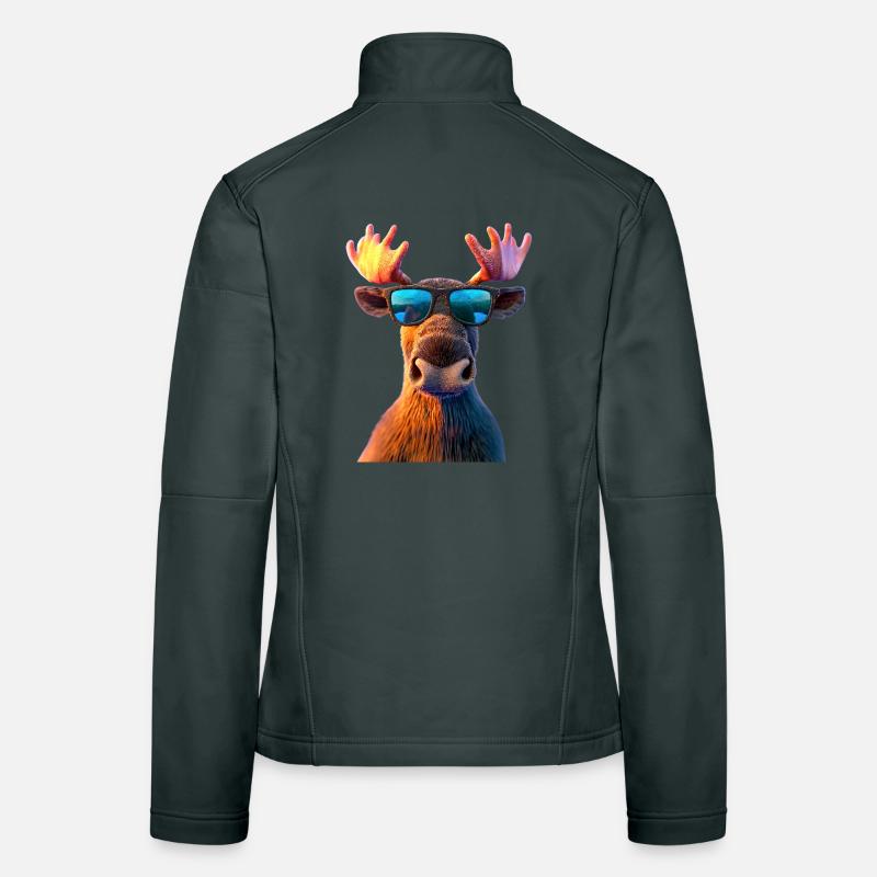 Elch Moose Elchbulle Geweih Hirsch Wilde Elche Frauen Softshelljacke