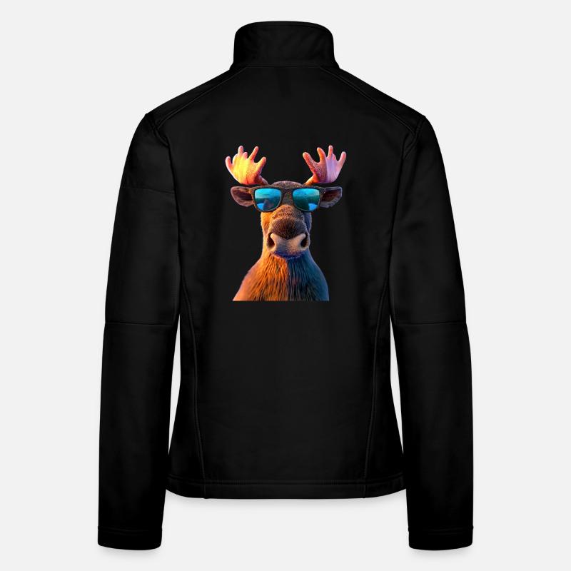 Elch Moose Elchbulle Geweih Hirsch Wilde Elche Frauen Softshelljacke