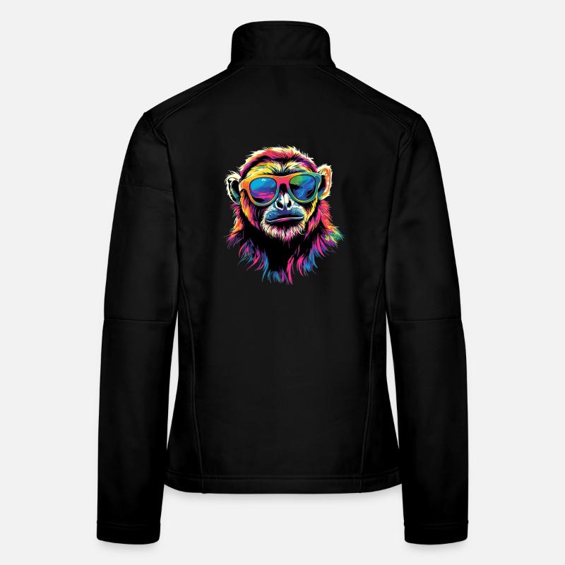 Singe Gibbon Main Blanche Gibbon Singe Mignon Lar Gibbons Veste en tissu softshell Femme