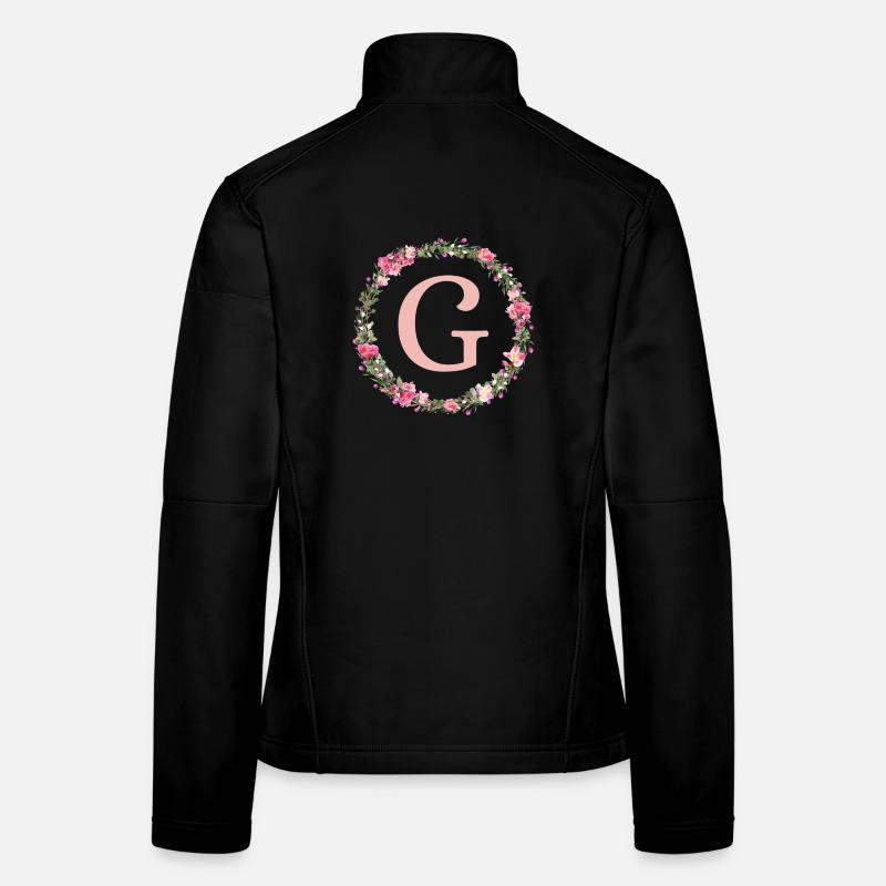 G Monogram, Flower Wreath, Personalizable Women's Softshell Jacket