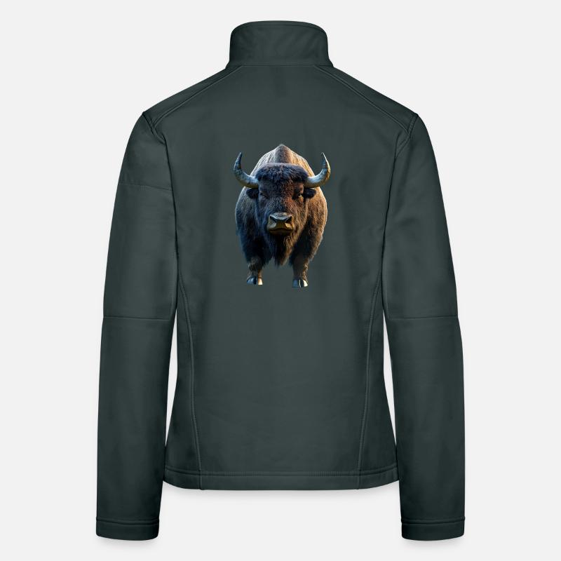 Bison, Bison, Wild Cattle, Buffalo, American Bison Women's Softshell Jacket