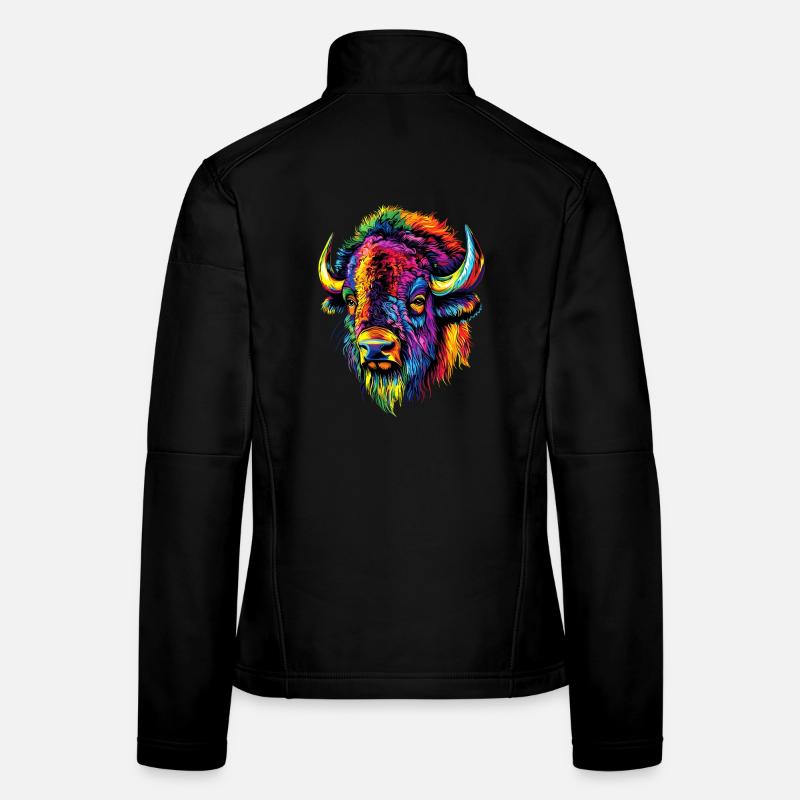 Bison, Bison, Bovins sauvages, Bison, Bison d’Amérique Veste en tissu softshell Femme