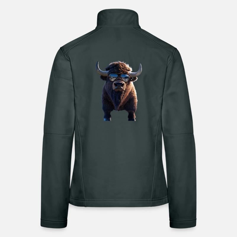 Bison Bison d'Amérique Bovins sauvages Buffles Bisons d'Amérique Veste en tissu softshell Femme
