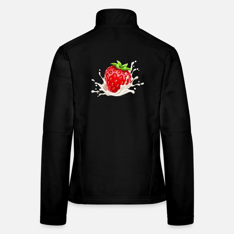 Erdbeere, Erdbeer-Verlangen, Erdbeere - Frauen Softshelljacke - Schwarz