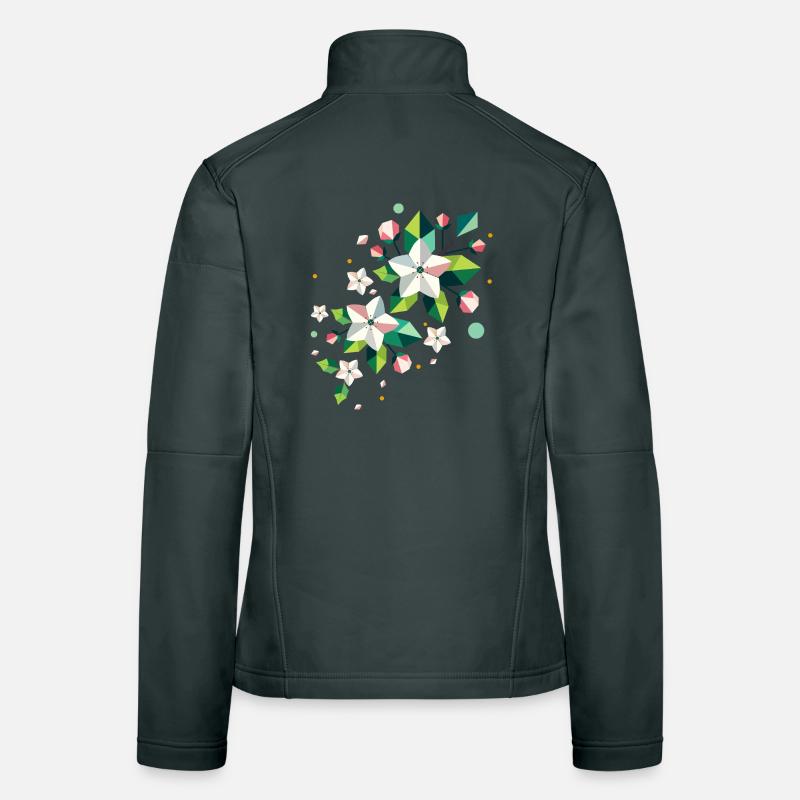 Geometric spring apple blossom branch Women's Softshell Jacket