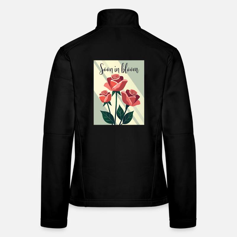 Soon in Bloom Rosenmotiv Frauen Softshelljacke