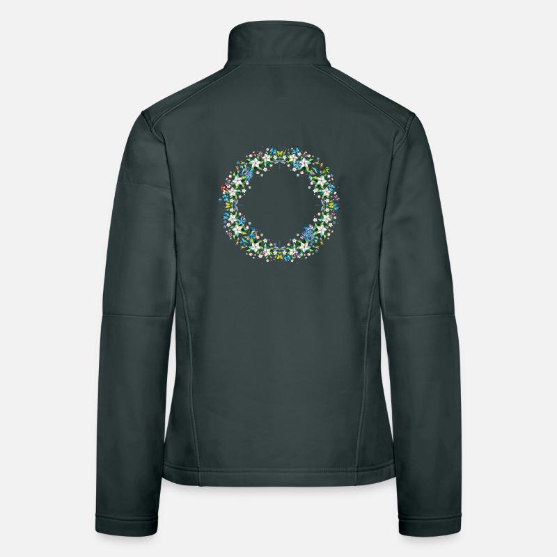 Couronne de printemps - Composition de fleurs et d’animaux colorés Veste en tissu softshell Femme