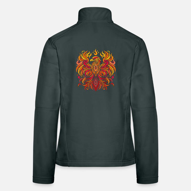 tribal eagle fire yellow red Women's Softshell Jacket