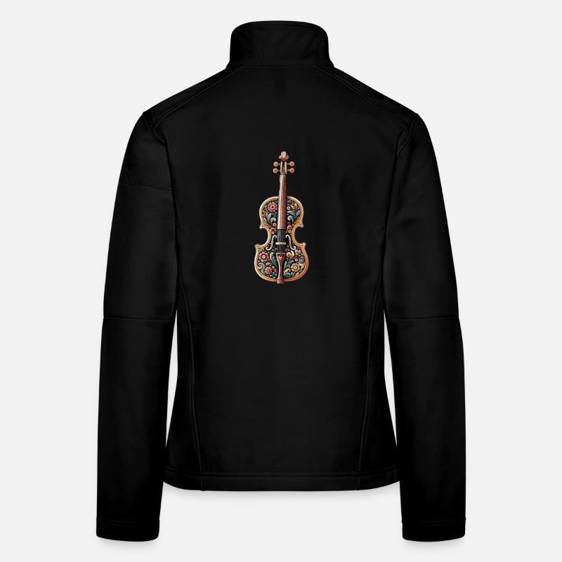 Artistic violin with floral pattern Women's Softshell Jacket