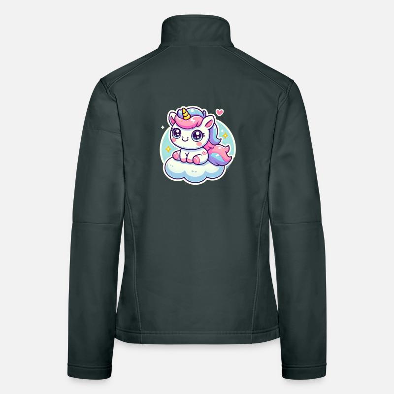 Magical Chibi Unicorn on a Cloud Frauen Softshelljacke