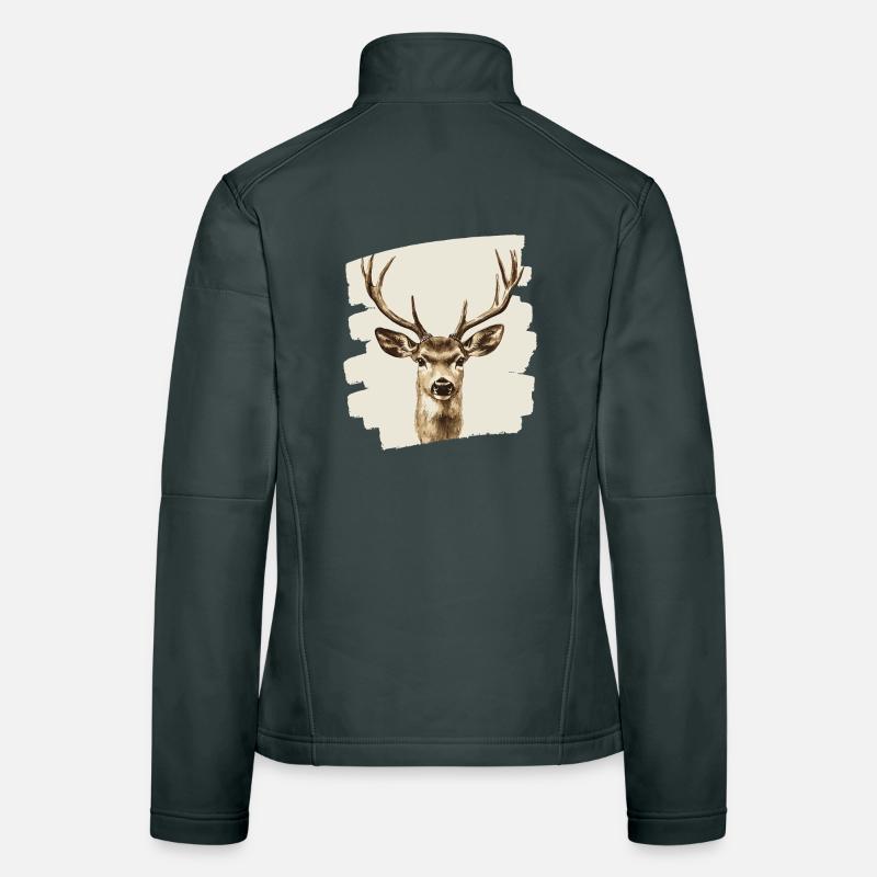 Cerf avec bois Veste en tissu softshell Femme