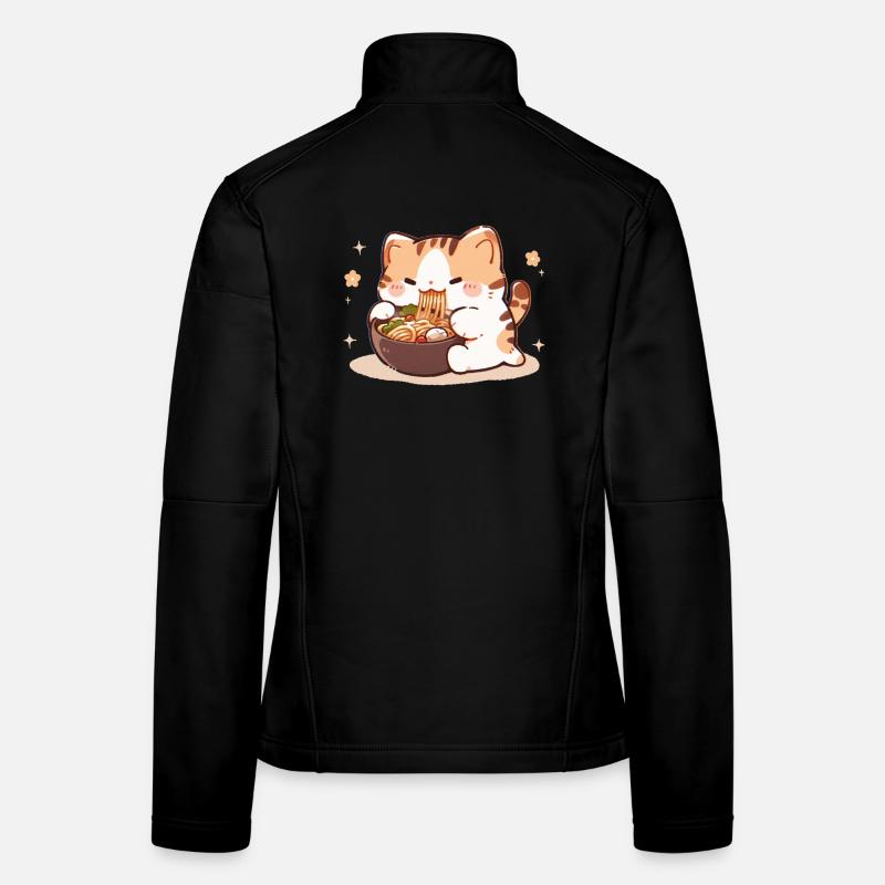 Mème de chat mangeant des spaghettis Veste en tissu softshell Femme