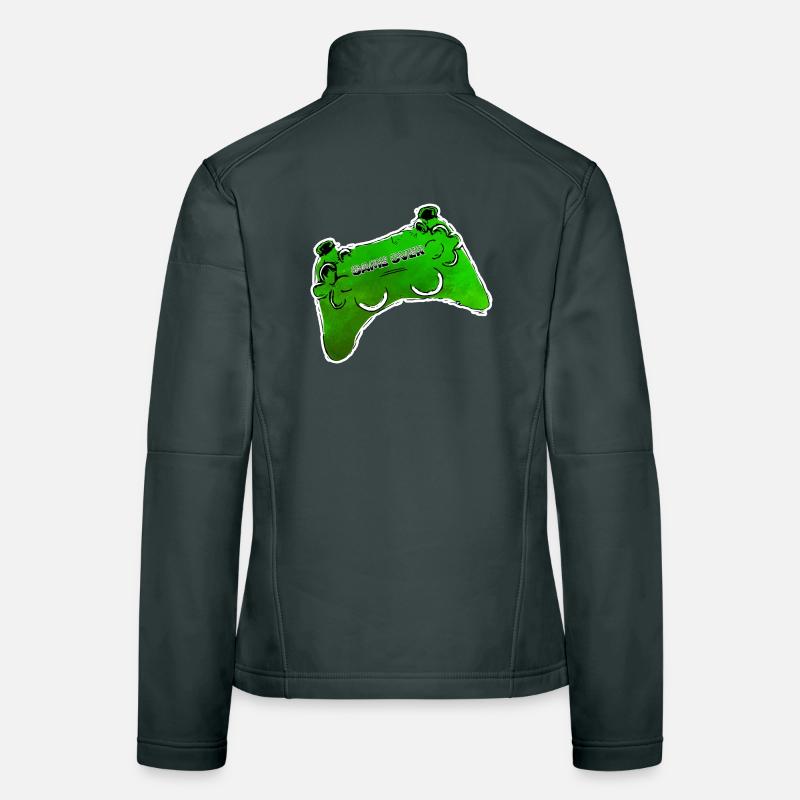 gruener Comic Controller mit Text GAME OVER Frauen Softshelljacke