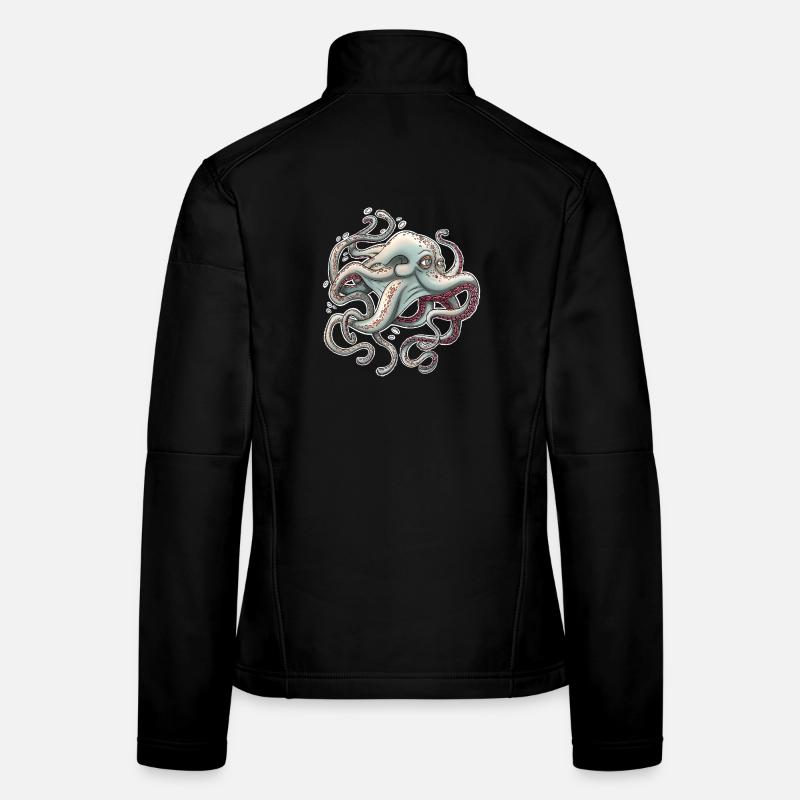 Whimsical Octopus with Dreamy Expression Women's Softshell Jacket