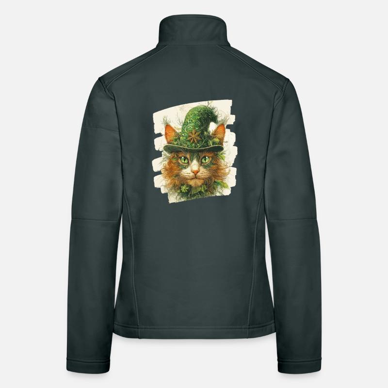 St Patrick's Day Cat Women's Softshell Jacket