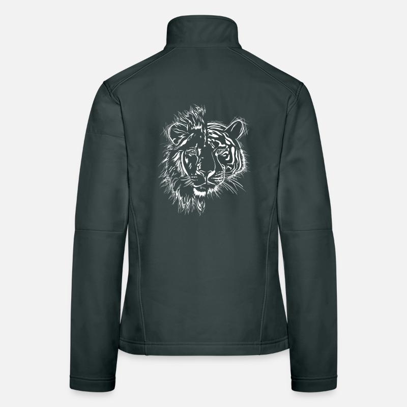 halb Löwe halb Tiger Frauen Softshelljacke