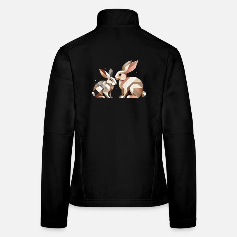 Deux lapins en représentation géométrique Veste en tissu softshell Femme