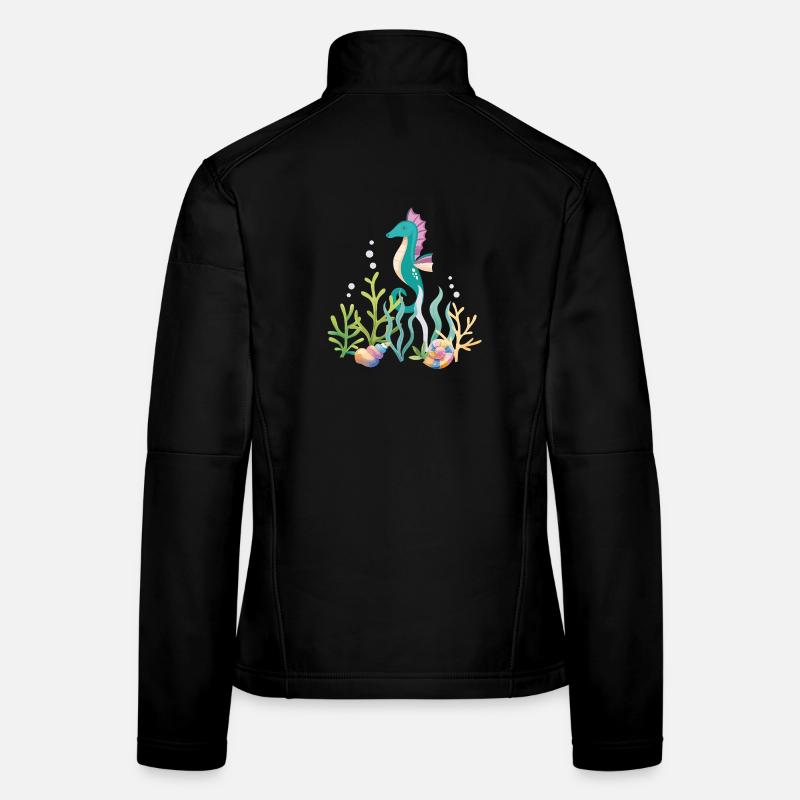 Meeresaquarium Seepferdchen Design Frauen Softshelljacke