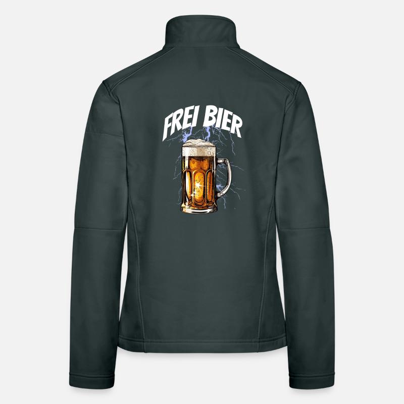 Blitzender Bierkrug mit Frei-Bier-Text Frauen Softshelljacke