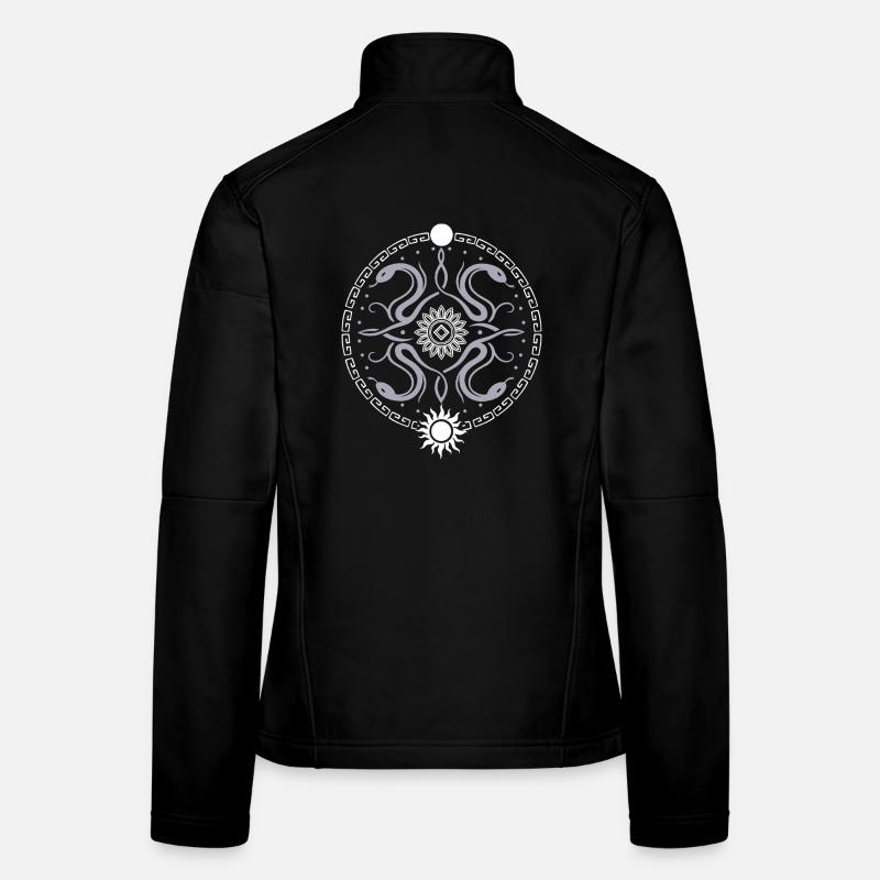 Roue serpentine avec soleil et lune Veste en tissu softshell Femme
