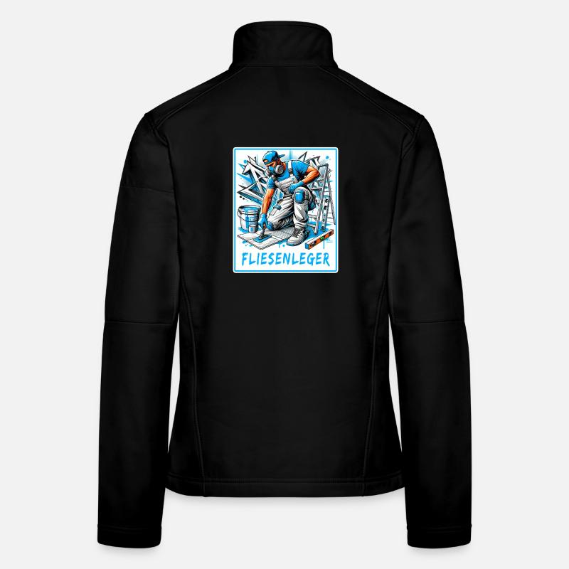 Fliesenleger Design - Frauen Softshelljacke - Schwarz