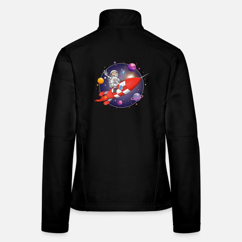 Der Astronaut und die rote Rakete im All Frauen Softshelljacke
