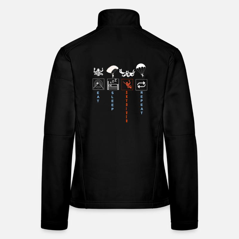 Dynamische Fallschirmspringer-Silhouette Illustration Frauen Softshelljacke