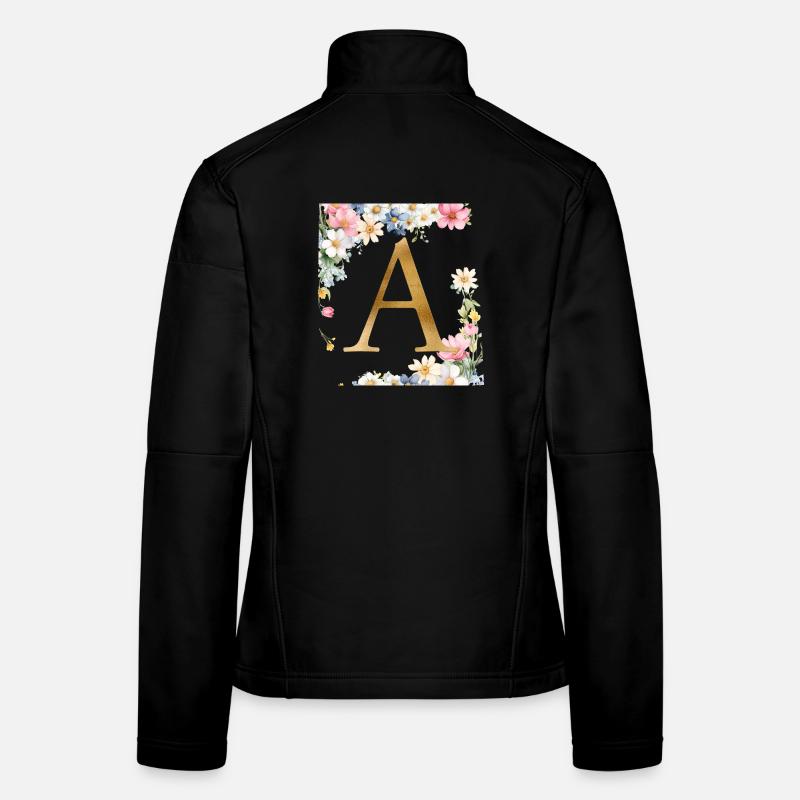 A Monogramm, Floral, personalisierbar Frauen Softshelljacke