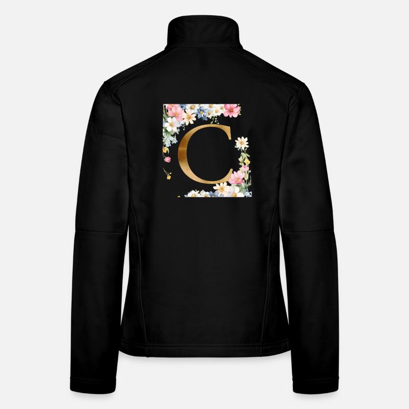 C Monogramme, Floral, Personnalisable Veste en tissu softshell Femme