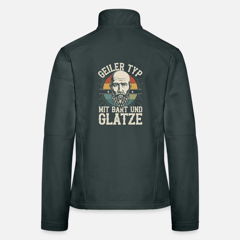 guy with beard & bald head beard wearer Women's Softshell Jacket