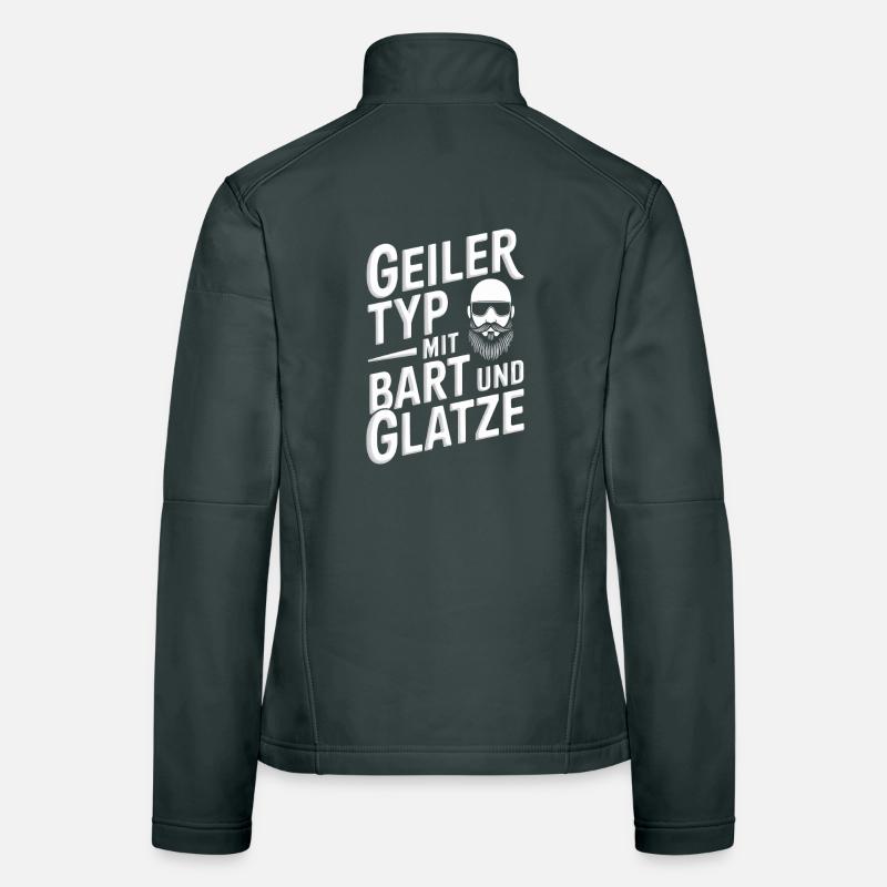 guy with beard & bald head beard wearer Women's Softshell Jacket