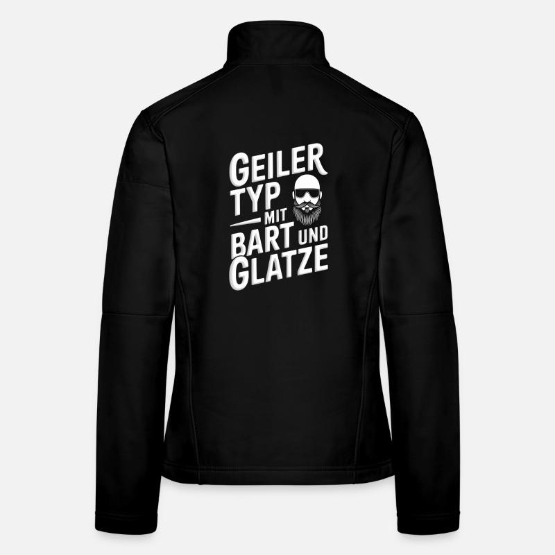 guy with beard & bald head beard wearer Women's Softshell Jacket